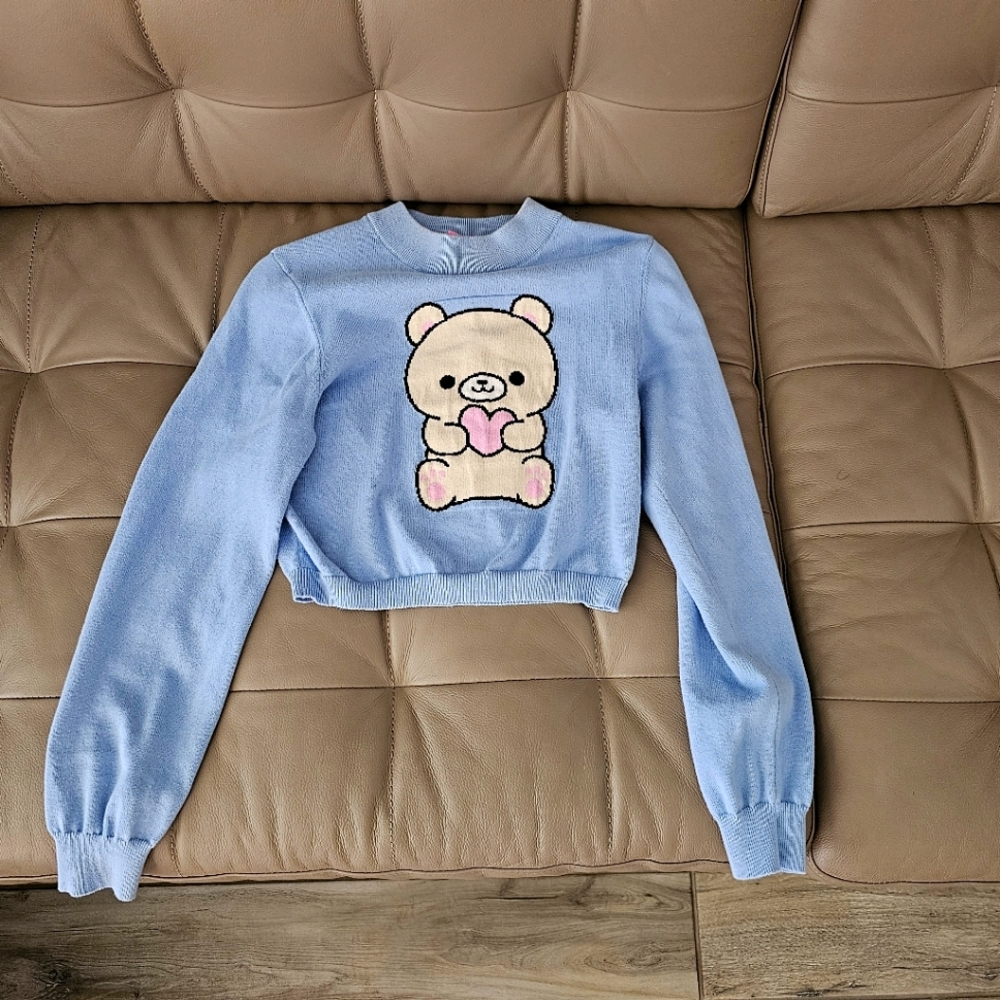 Sugar Thrillz Teddy Bear Cropped Sweater
